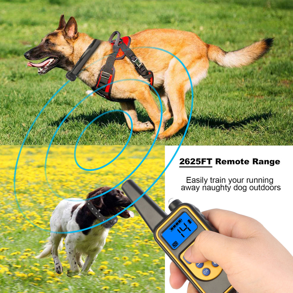 1Pc Dog Training Collar With Remote  IP67 Waterproof Pet Trainer 300mAh Rechargeable 875 Yard Remote Control 4 Modes Adjustable Level