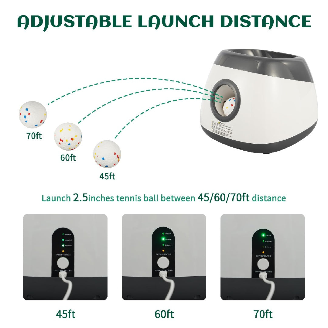 Only Supports Self Pickup  Dog Ball Thrower, Automatic Ball Launcher, Indoor-Outdoor Interactive Dog Toy With Three Scopes, Includes Balls And A Data Cable, Grey-Green