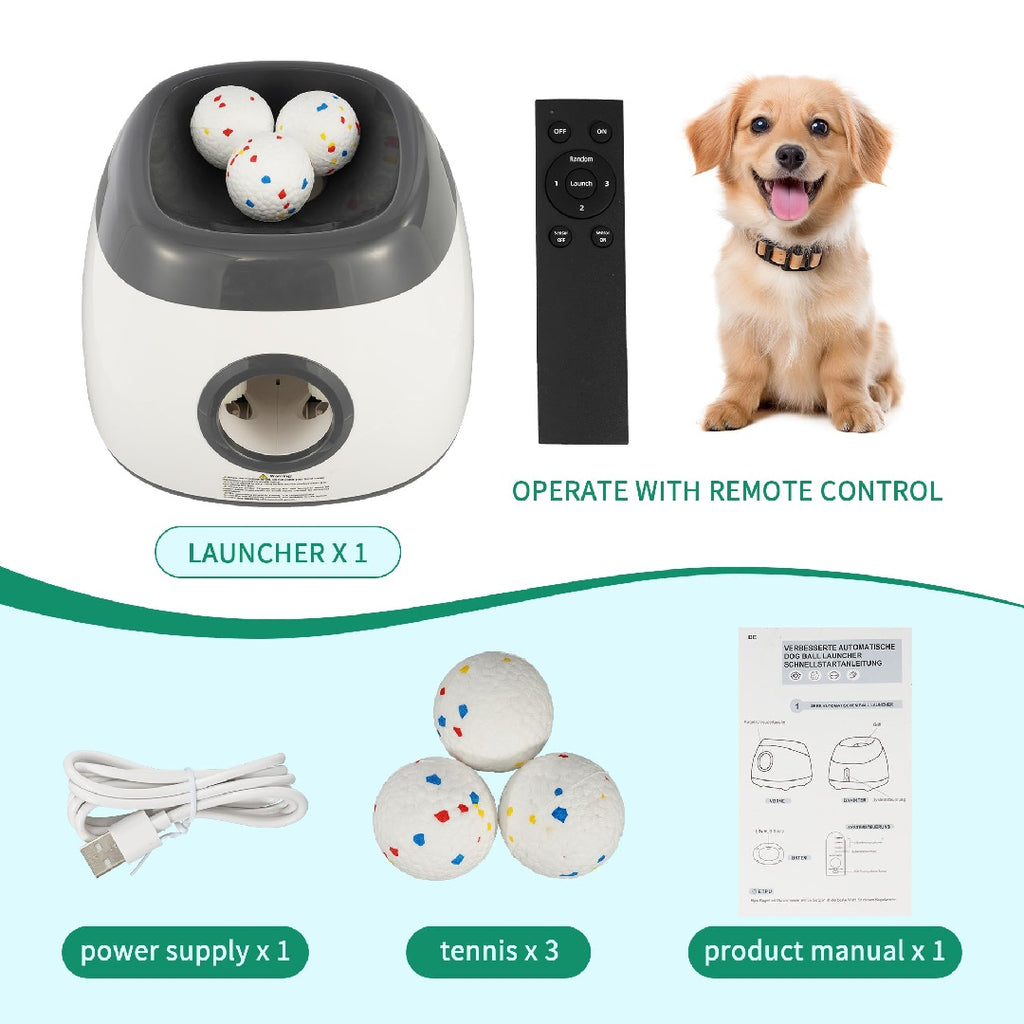 Only Supports Self Pickup  Dog Ball Thrower, Automatic Ball Launcher, Indoor-Outdoor Interactive Dog Toy With Three Scopes, Includes Balls And A Data Cable, Grey-Green